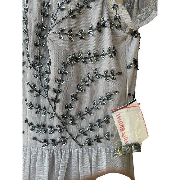 NWT $250 Davids Bridal Mother Of The Bride Prom Ball Gown Plus Size 16 W Silver - Picture 4 of 8